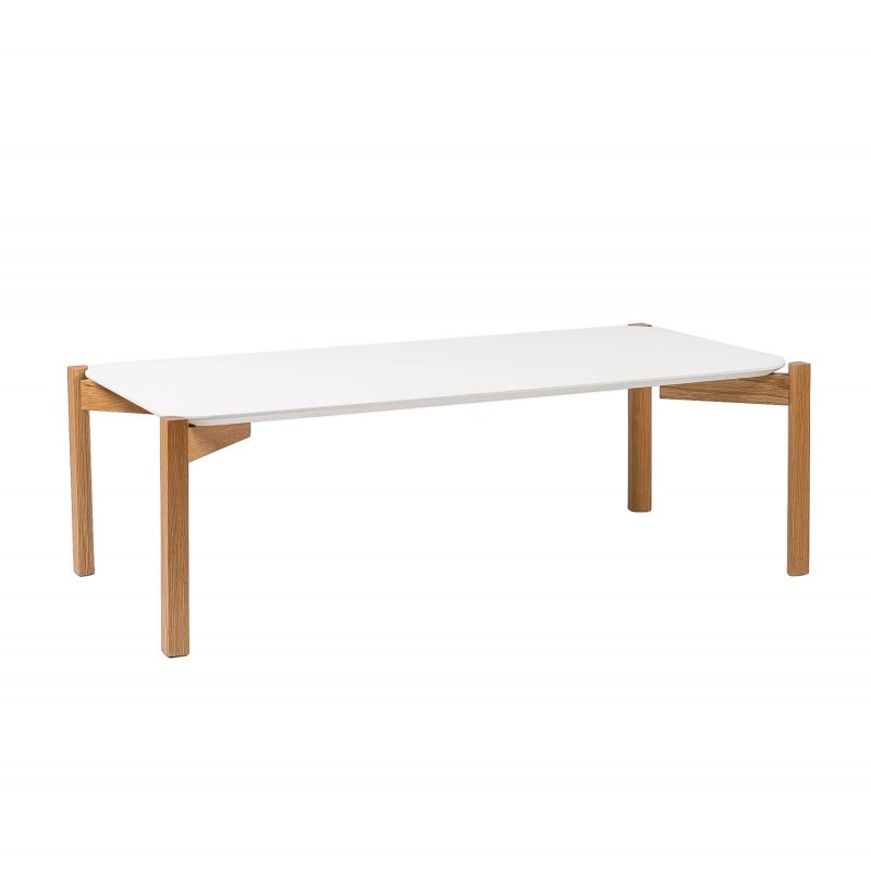 Mesa de centro CALAIS – madera lacado Blanco – madera de roble Natural Mesa de centro CALAIS – madera lacado Blanco – madera de roble Natural