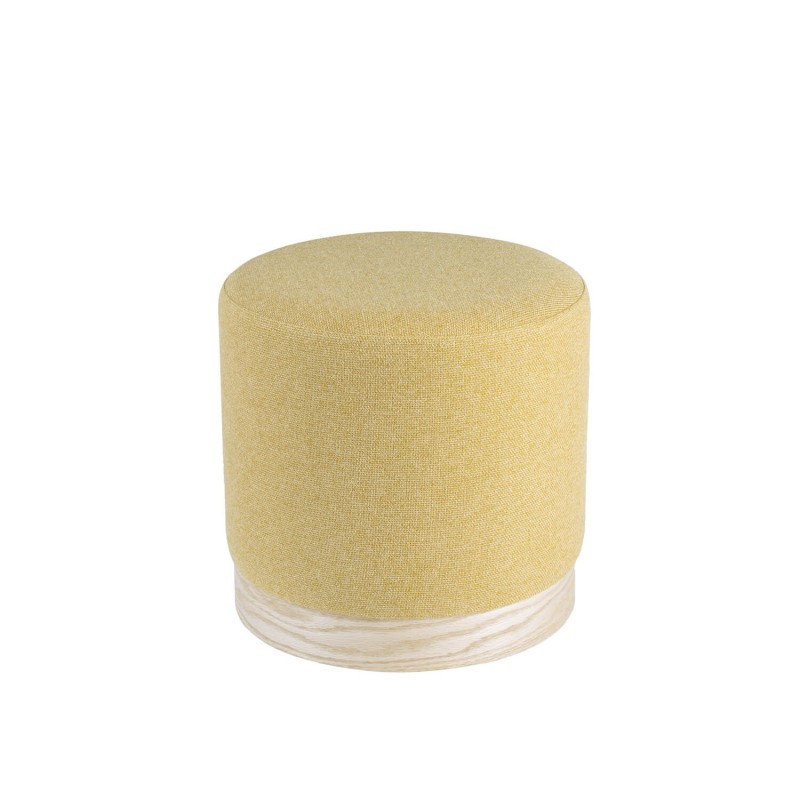 Puff HAVRE – tejido Mostaza – madera Natural