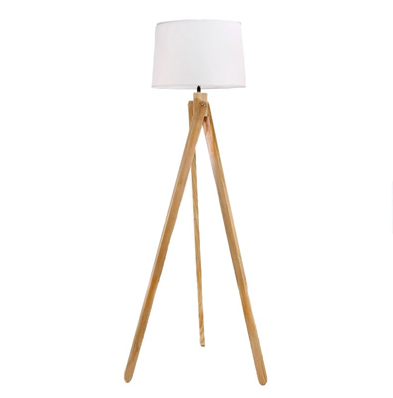 Lámpara de pie HOUT – tejido Blanco – madera Natural Lámpara de pie HOUT – tejido Blanco – madera Natural