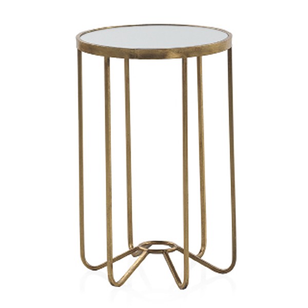 Mesa auxiliar AVEIRO H60 – metal Dorado – cristal