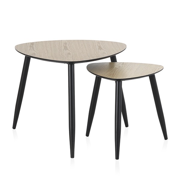 Set de dos mesas auxiliares PORTIMAO – MDF Natural – madera Negro