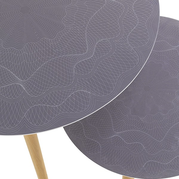 Set de dos mesas auxiliares GUADALAJARA - MDF Gris - madera Natural