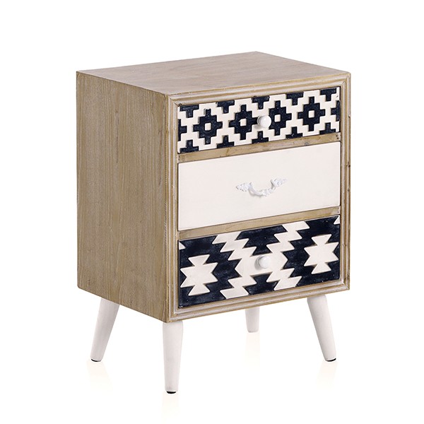 Mesita de noche POTOSÍ 48×35 – MDF Natural – madera de abeto Blanco