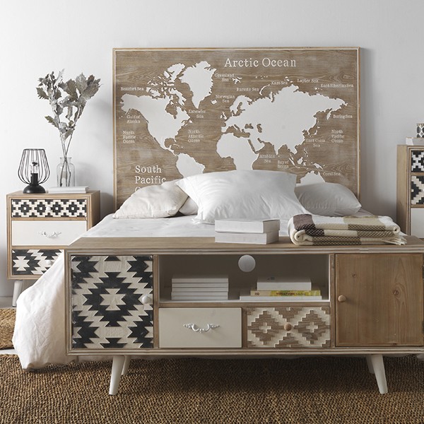 Mesita de noche POTOSÍ 48x35 - MDF Natural - madera de abeto Blanco