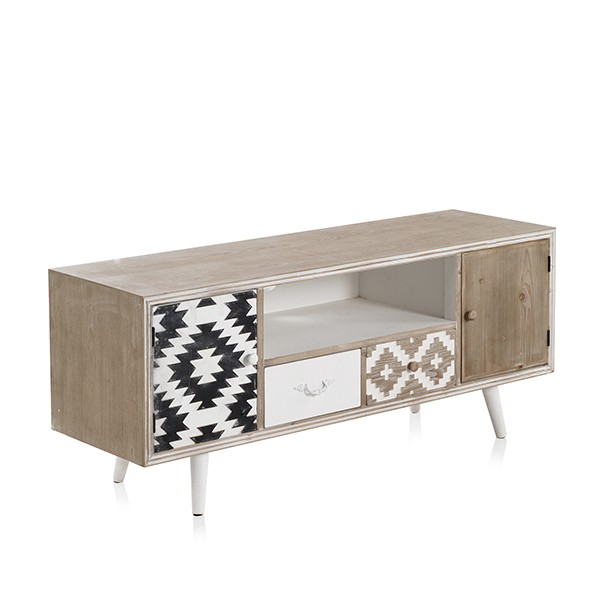 Mueble TV POTOSÍ 135×40 – MDF Natural – madera de abeto Blanco