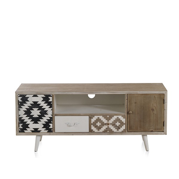 Mueble TV POTOSÍ 135x40 - MDF Natural - madera de abeto Blanco