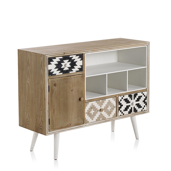 Cómoda POTOSÍ 107×35 – MDF Natural – madera de abeto Blanco