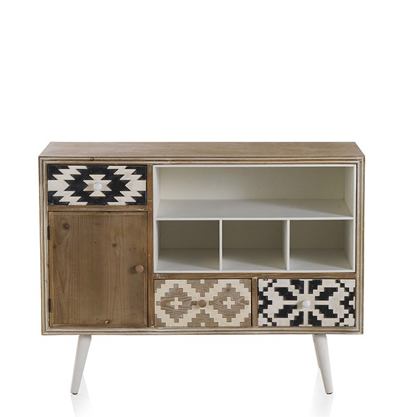 Cómoda POTOSÍ 107x35 - MDF Natural - madera de abeto Blanco