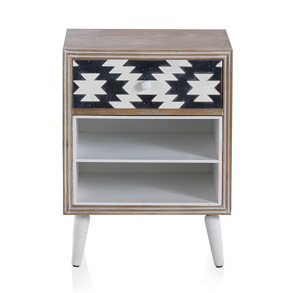 Mesita de noche POTOSÍ 48x35 - MDF Natural - madera de abeto Blanco