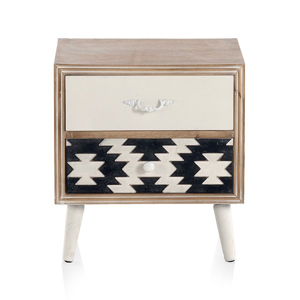 Mesita de noche POTOSÍ H52 - MDF Natural - madera de abeto Blanco