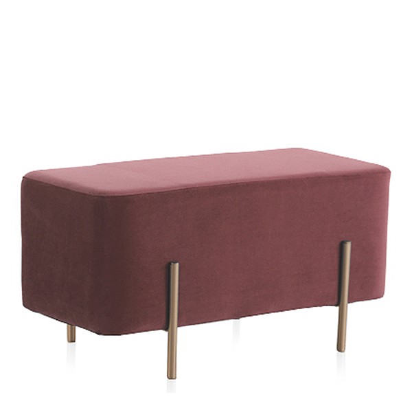 Puff GARAY 80×40 – terciopelo Granate – madera de pino Natural