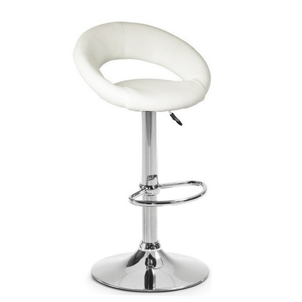 Taburete regulable XUS – tapizado polipiel Blanca – metal Cromado Taburete regulable XUS – tapizado polipiel Blanca – metal Cromado