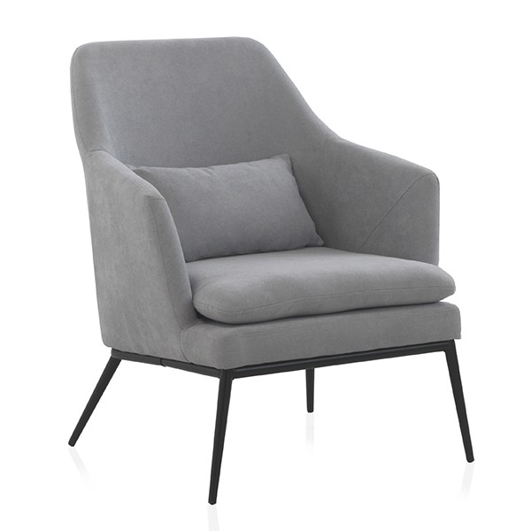 Sillón PEGASO – tejido Gris claro – metal Negro Sillón PEGASO – tejido Gris claro – metal Negro