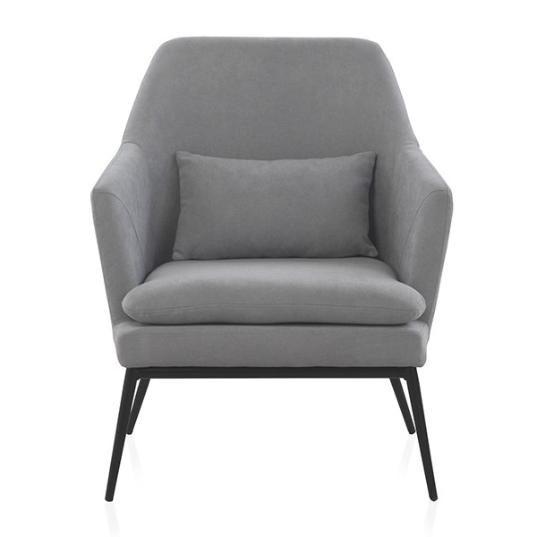 Sillón PEGASO - tejido Gris claro - metal Negro