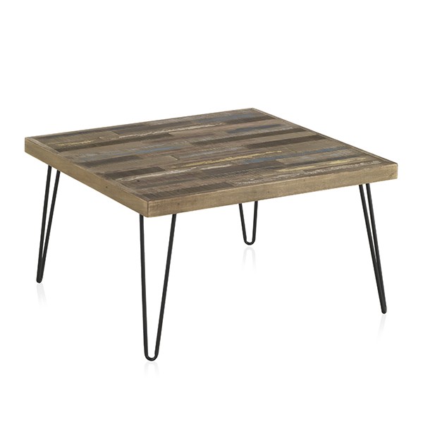 Mesa de centro MASADAS 71×71 – MDF – madera de pino reciclado – metal Negro Mesa de centro MASADAS 71×71 – MDF – madera de pino reciclado – metal Negro