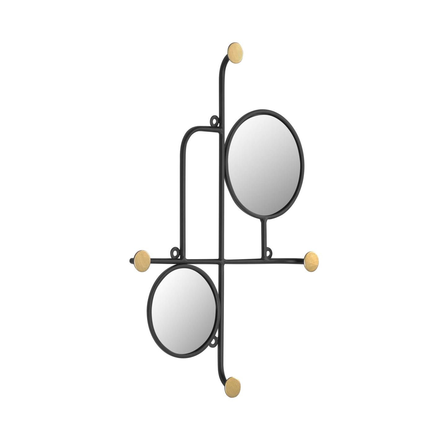 Espejo con colgadores VIRGILI – metal Negro – cristal