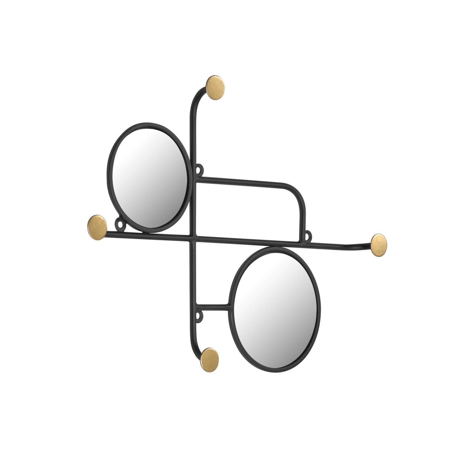 Espejo con colgadores VIRGILI - metal Negro - cristal