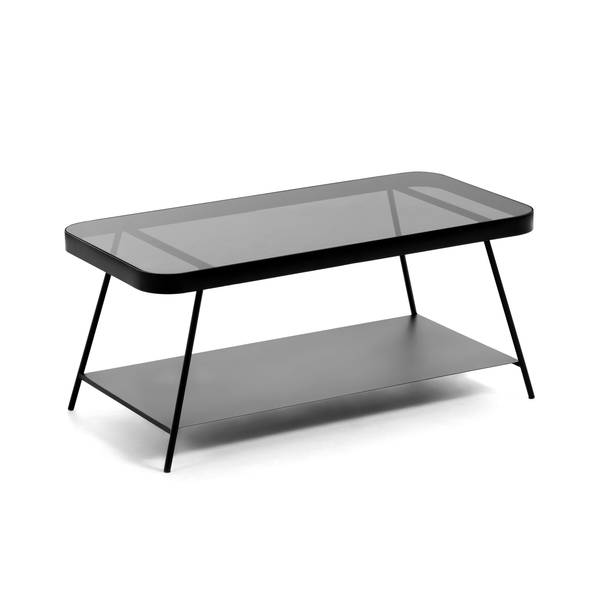 Mesa de centro NIKITA – metal Negro – cristal Negro ahumado Mesa de centro NIKITA – metal Negro – cristal Negro ahumado