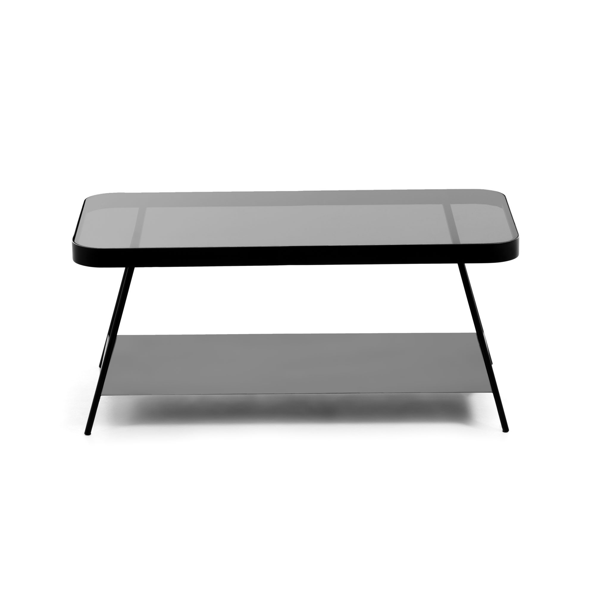 Mesa de centro NIKITA - metal Negro - cristal Negro ahumado