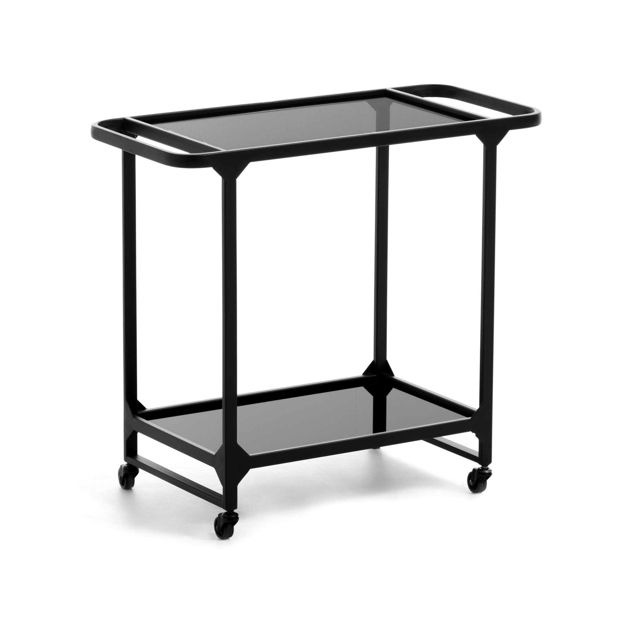 Mesa auxiliar NIKITA – metal Negro – cristal Negro ahumado
