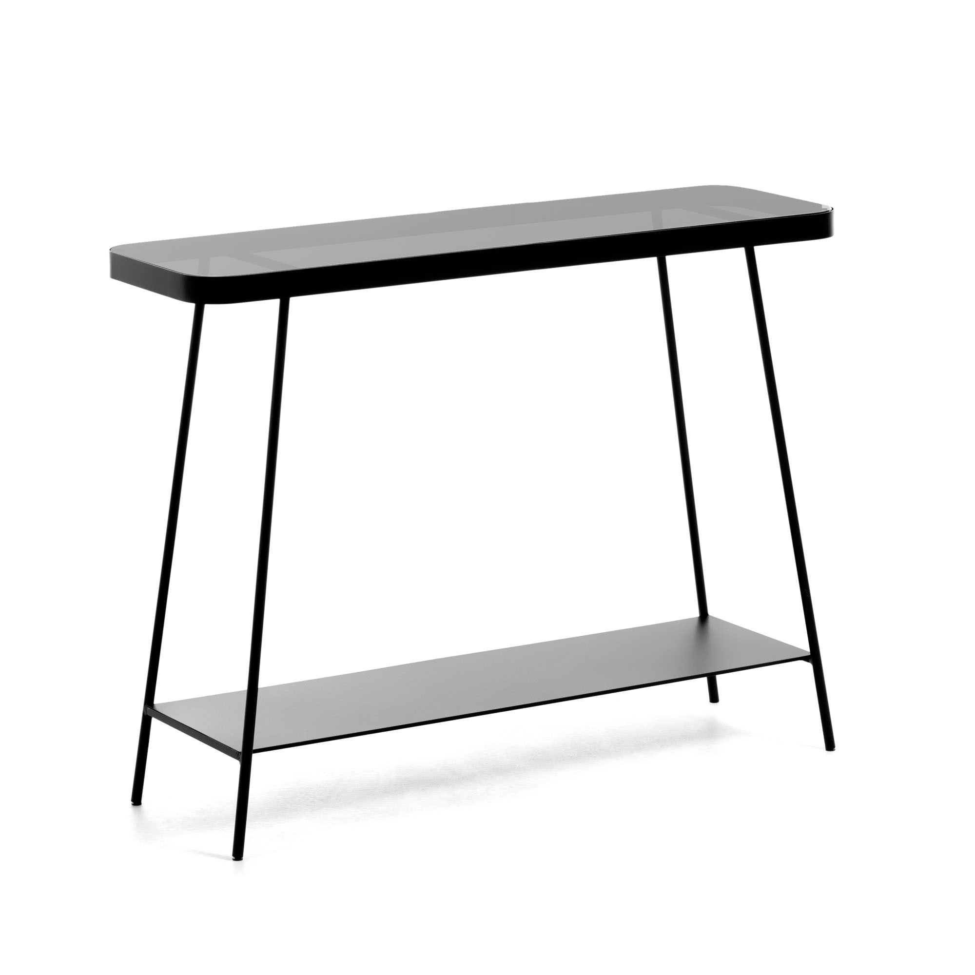 Consola NIKITA – metal Negro – cristal Negro ahumado