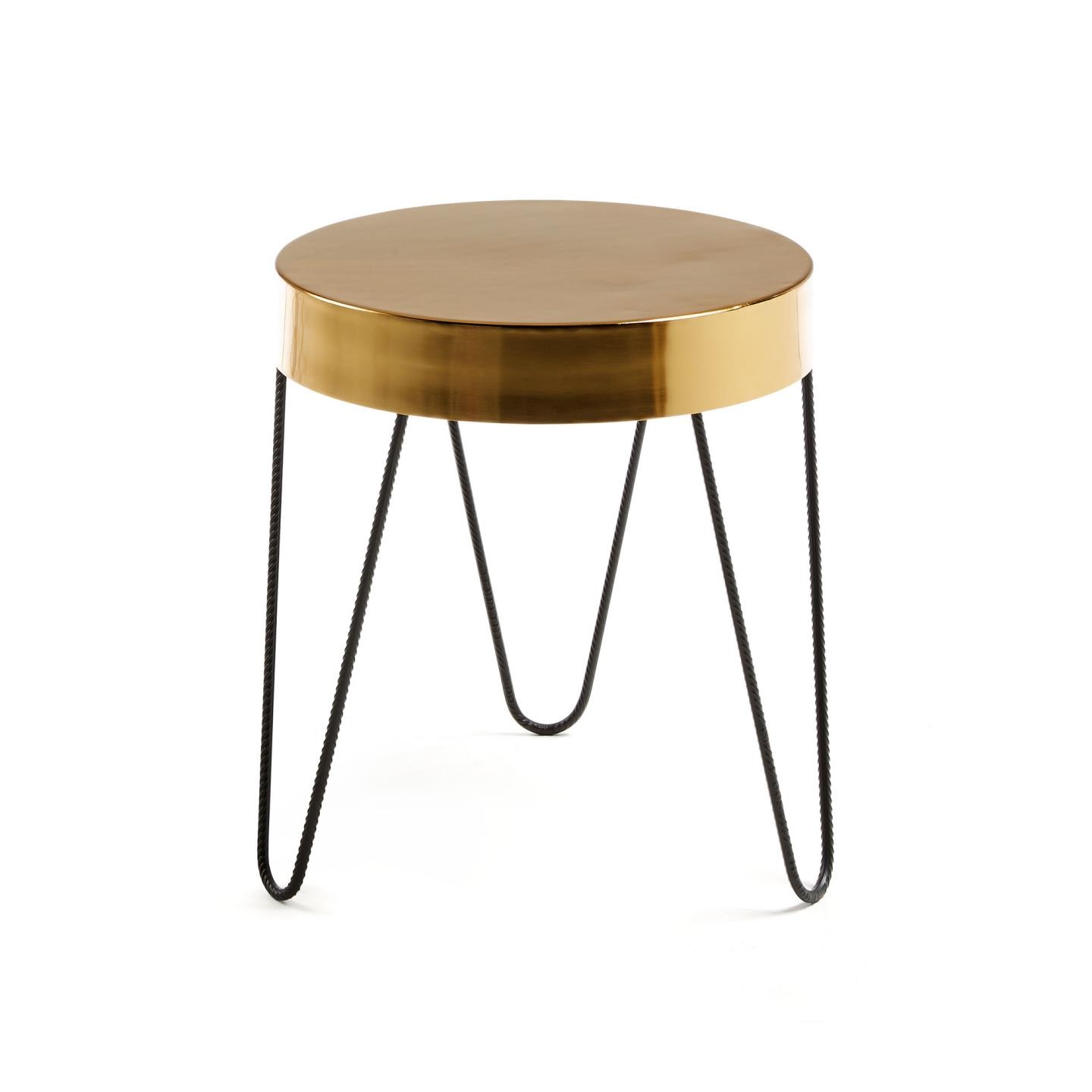 Mesa auxiliar RUSSELL – metal Dorado y Negro