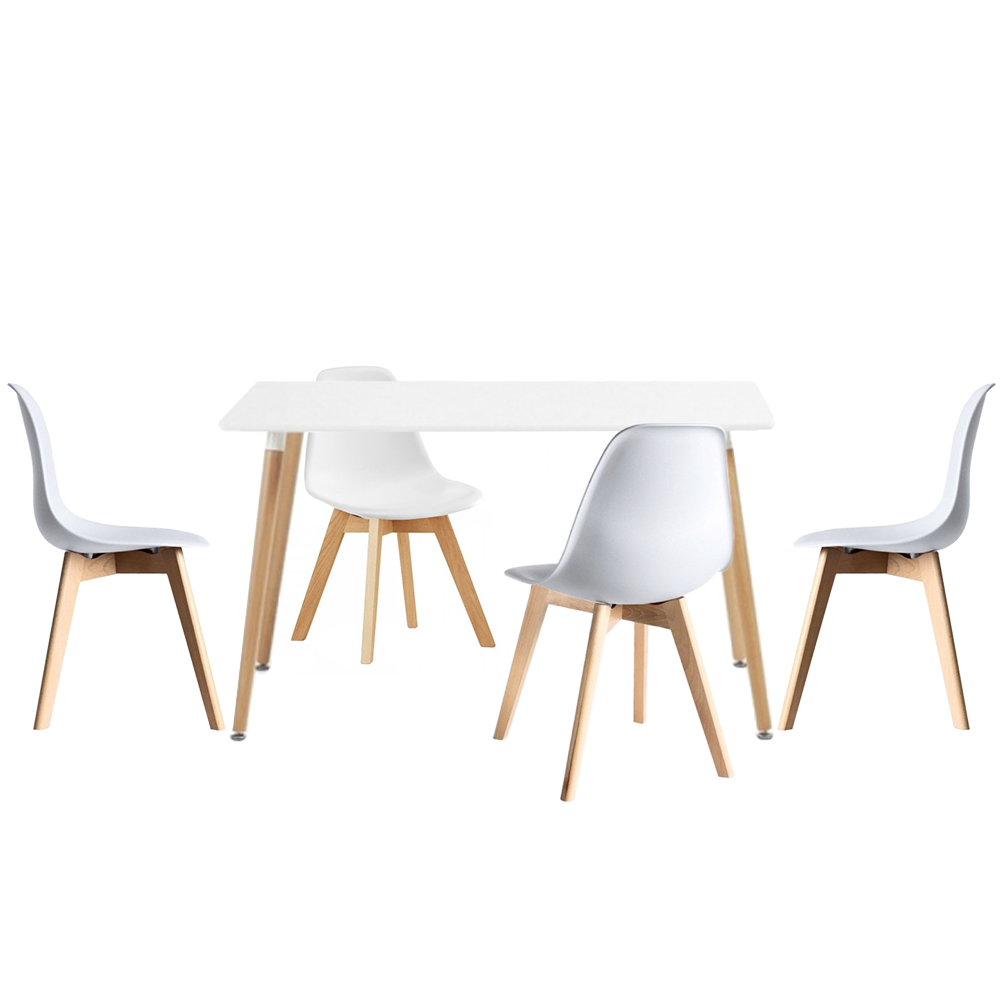 Pack de 4 sillas SUPER WOOD + mesa 120×80 BANDIK