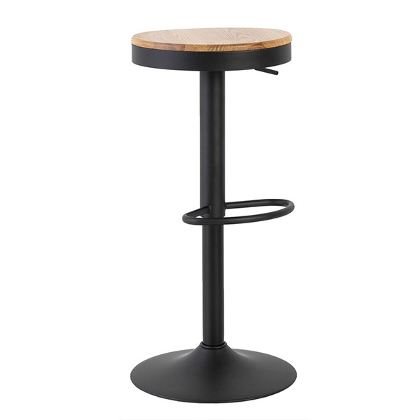 Taburete regulable ERVING – madera Natural – metal Negro Taburete regulable ERVING – madera Natural – metal Negro