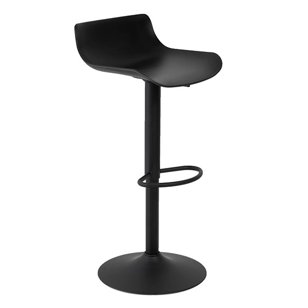 Taburete regulable MALONE – plástico Negro – metal Negro Taburete regulable MALONE – plástico Negro – metal Negro