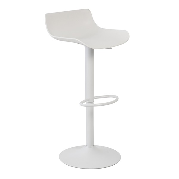 Taburete regulable MALONE – plástico Blanco – metal Blanco Taburete regulable MALONE – plástico Blanco – metal Blanco