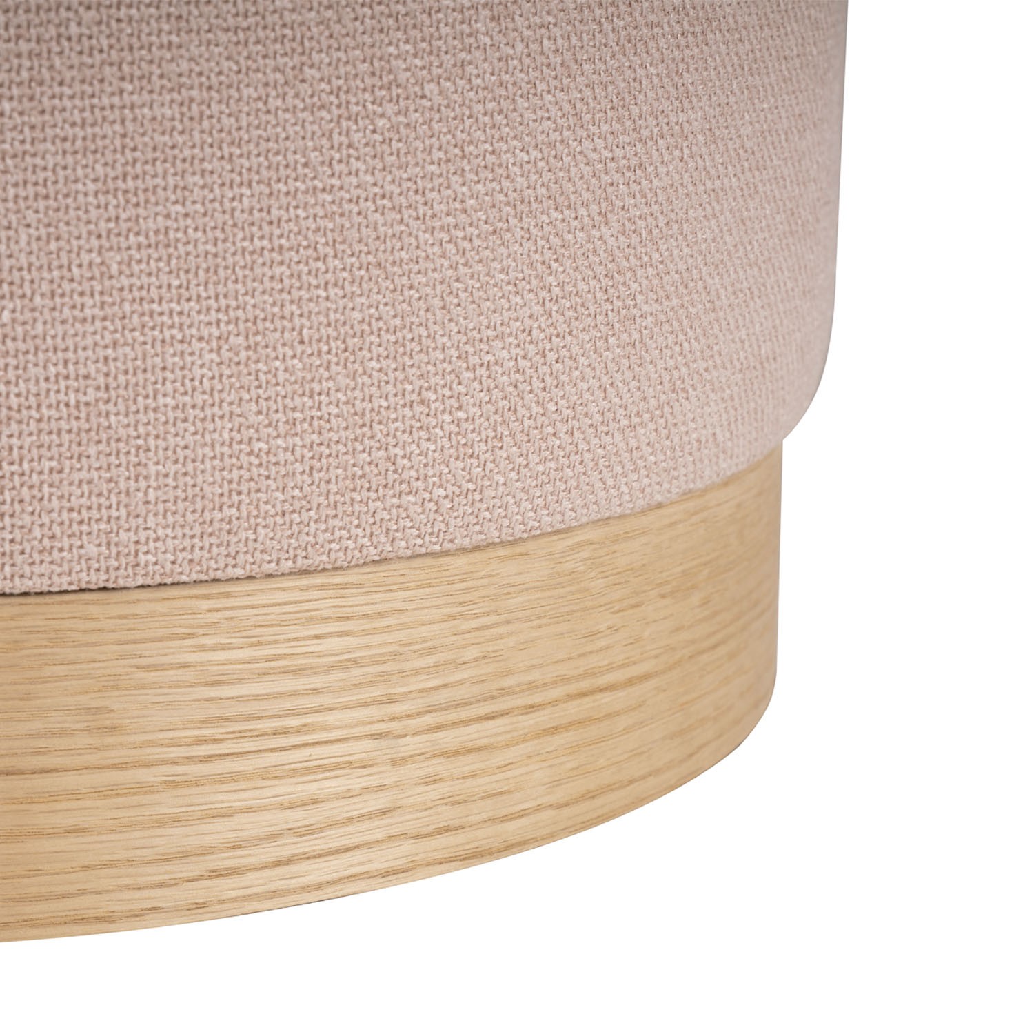Puff HAVRE - tejido Rosa claro - madera Natural