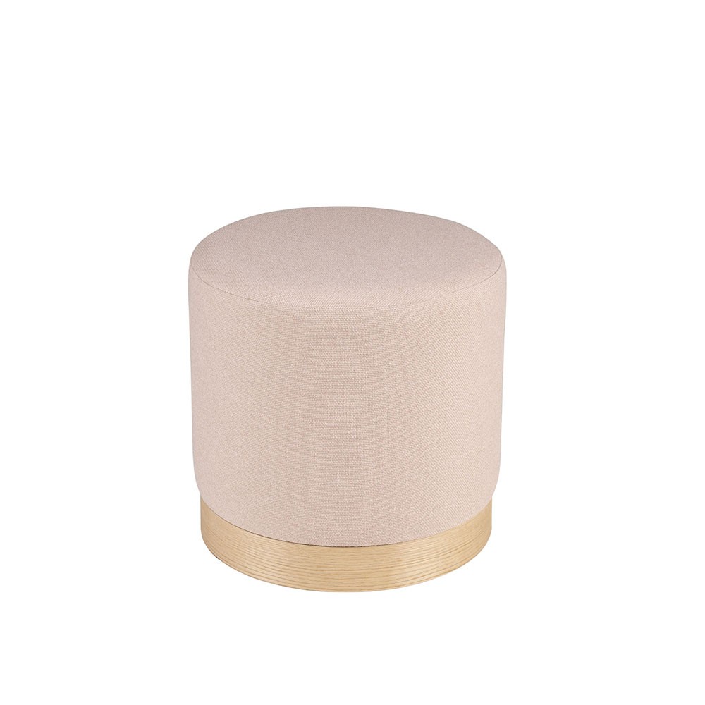 Puff HAVRE – tejido Rosa claro – madera Natural