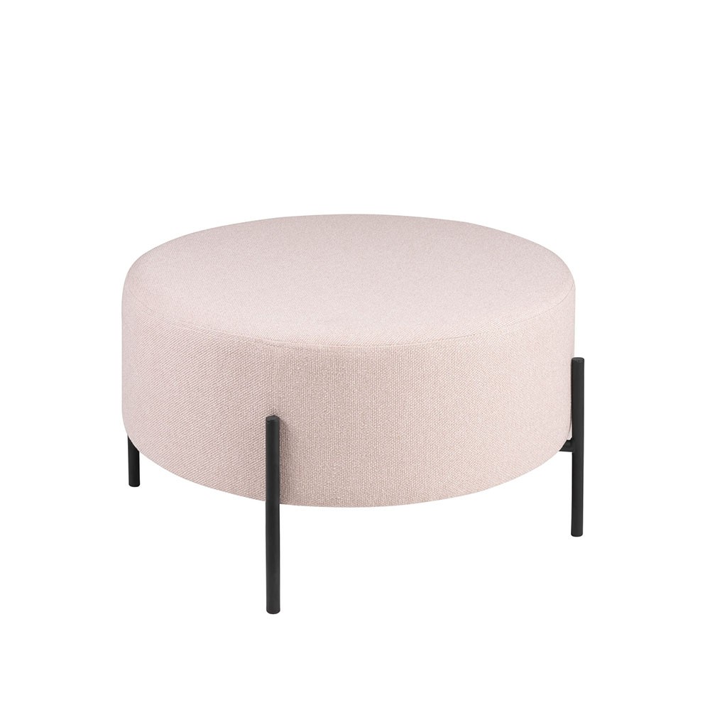 Puff RENNES – tejido Rosa claro – metal Negro