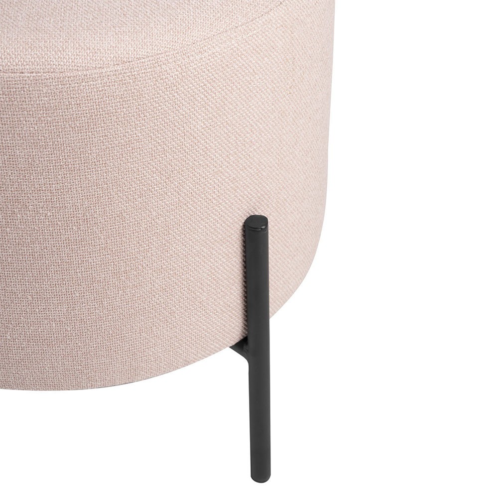 Puff AQUITANIA - tejido Rosa claro - metal Negro