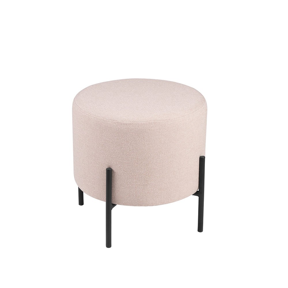 Puff AQUITANIA – tejido Rosa claro – metal Negro