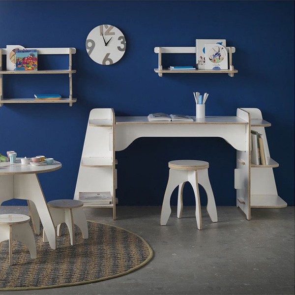 Mesa escritorio infantil KIDS con estantes - madera Blanco