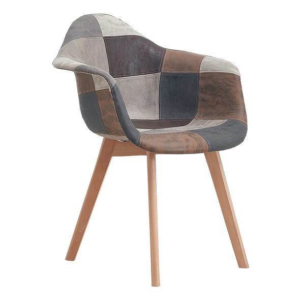 Silla de comedor PATCHWORK SUPER WOOD ARMS PU