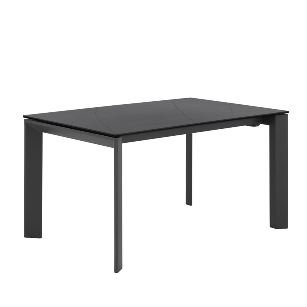 Mesa de comedor extensible VALENTINOS 140(200)x90 - metal Antracita - porcelánico Negro
