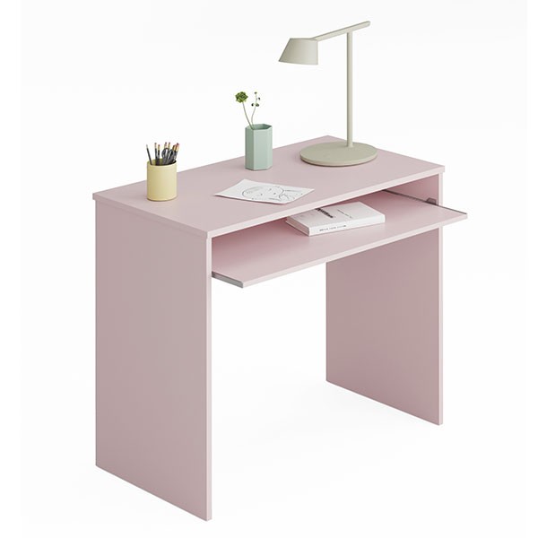 Mesa escritorio ordenador CHELA con bandeja extraíble – melamina Rosa