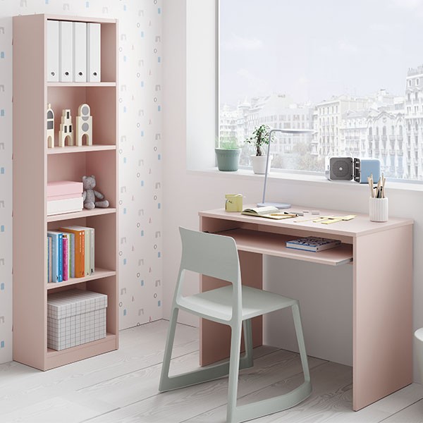 Mesa escritorio ordenador CHELA con bandeja extraíble - melamina Rosa