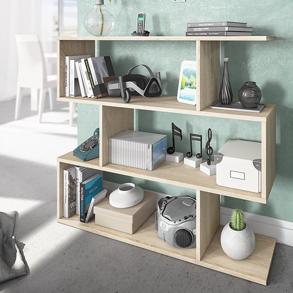 Estantería baja DROLO - melamina Roble Canadian