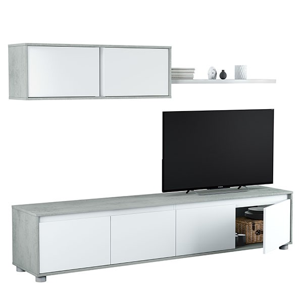 Conjunto de comedor WILLOW 200×43 – melamina Blanca y Gris