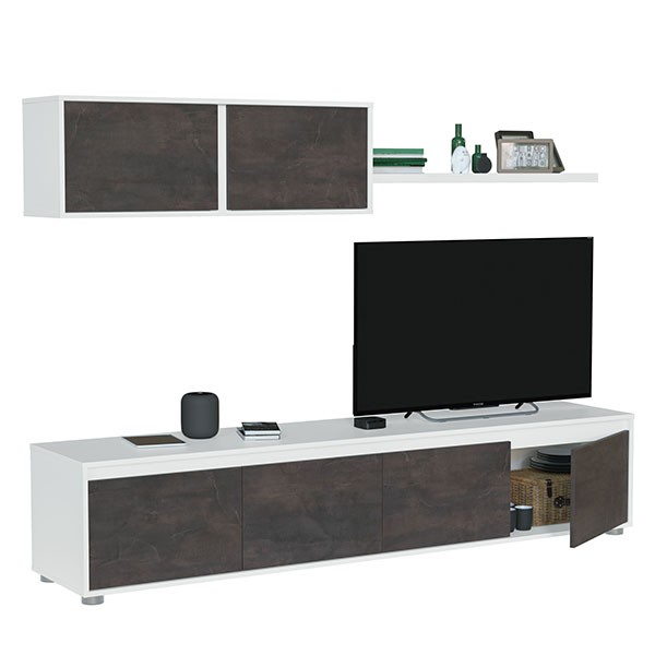 Conjunto de comedor WILLOW 200×43 – melamina Blanca y Óxido