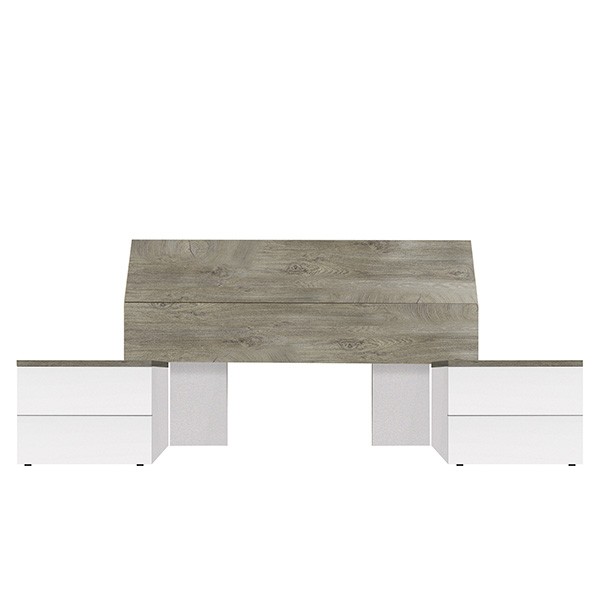 Cabezal con dos mesitas REVE - Blanco y Roble