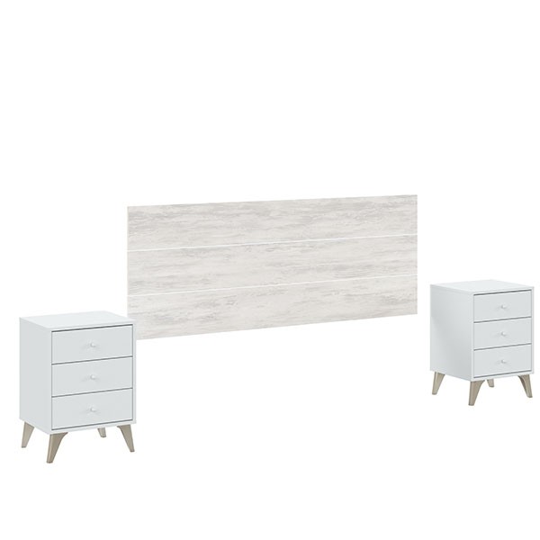 Cabezal con dos mesitas SONNER – melamina Blanco