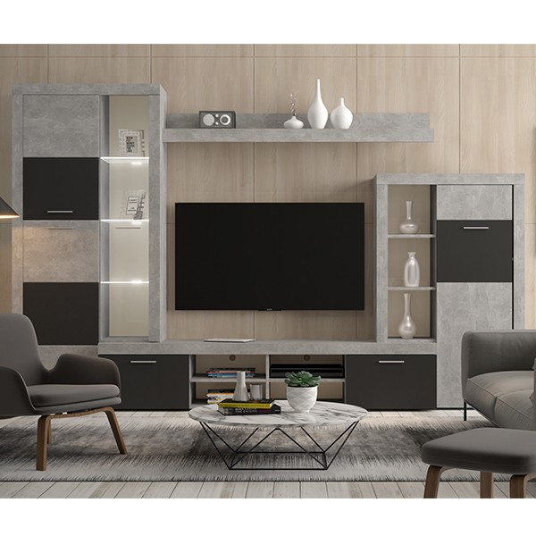 Conjunto de comedor ANTRASIT – melamina Gris y Antracita