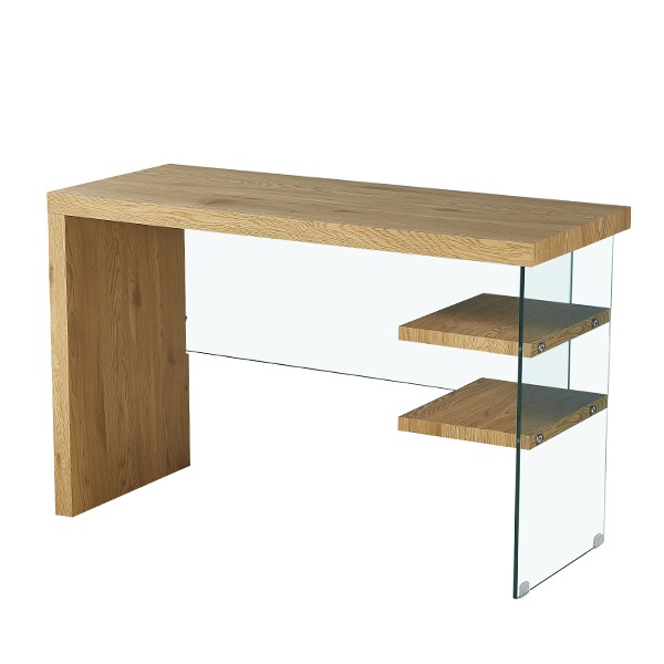 Mesa de escritorio STOL – melamina Roble – cristal