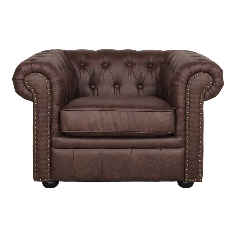 Sillón CHESTER – 1 plaza – microgamuza Marrón envejecido