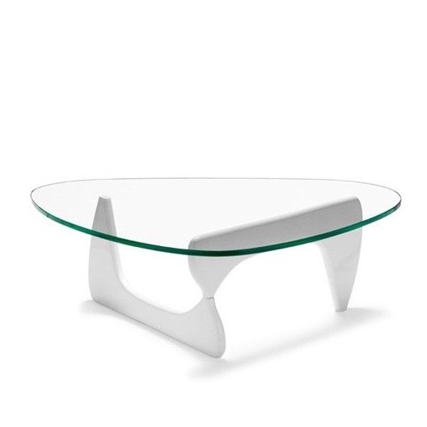 Mesa de centro NOGUCHI Style – cristal Transparente – madera de fresno Blanco Mesa de centro NOGUCHI Style – cristal Transparente – madera de fresno Blanco