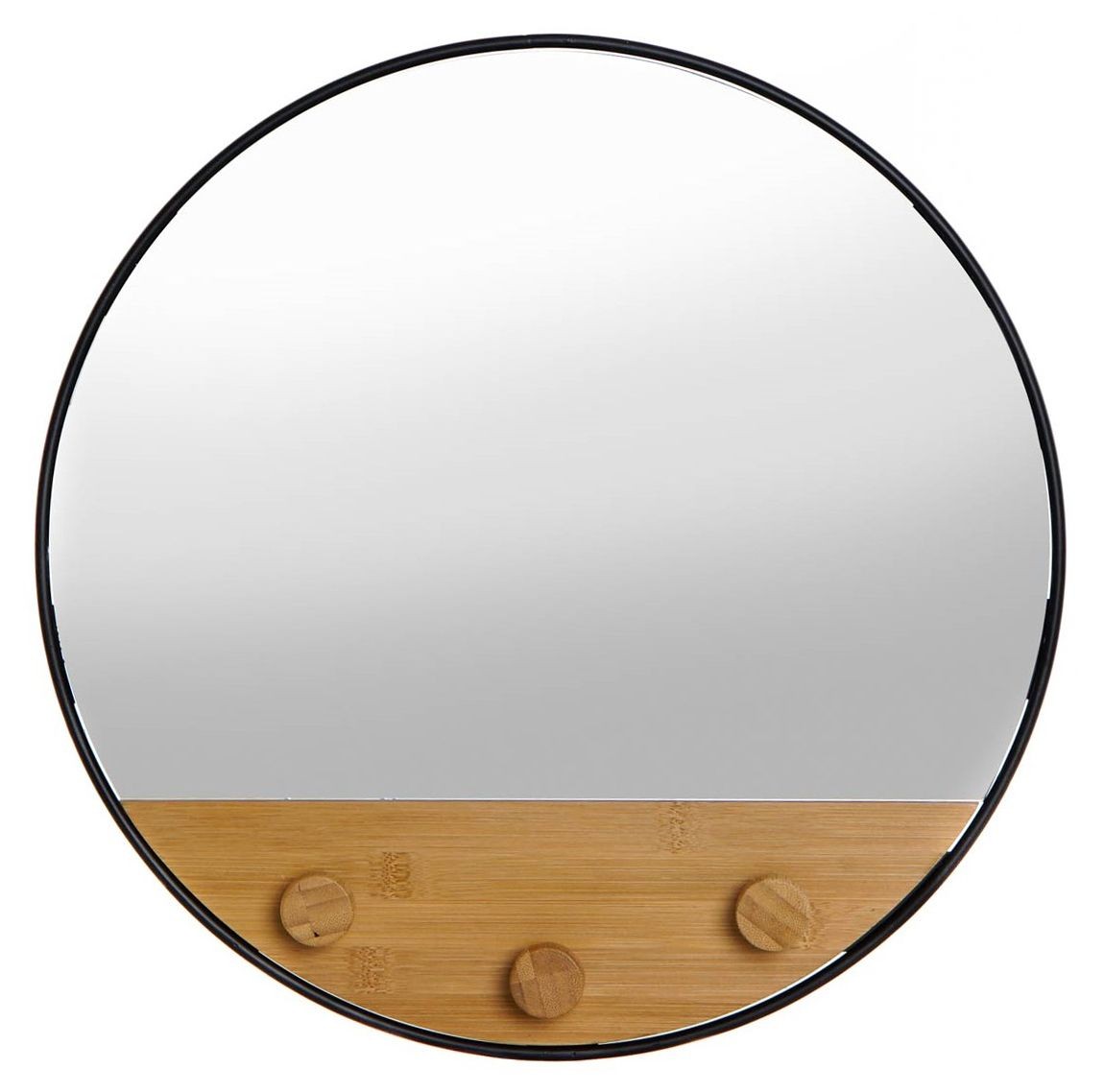 Espejo colgador BAMME – bambú – metal Negro